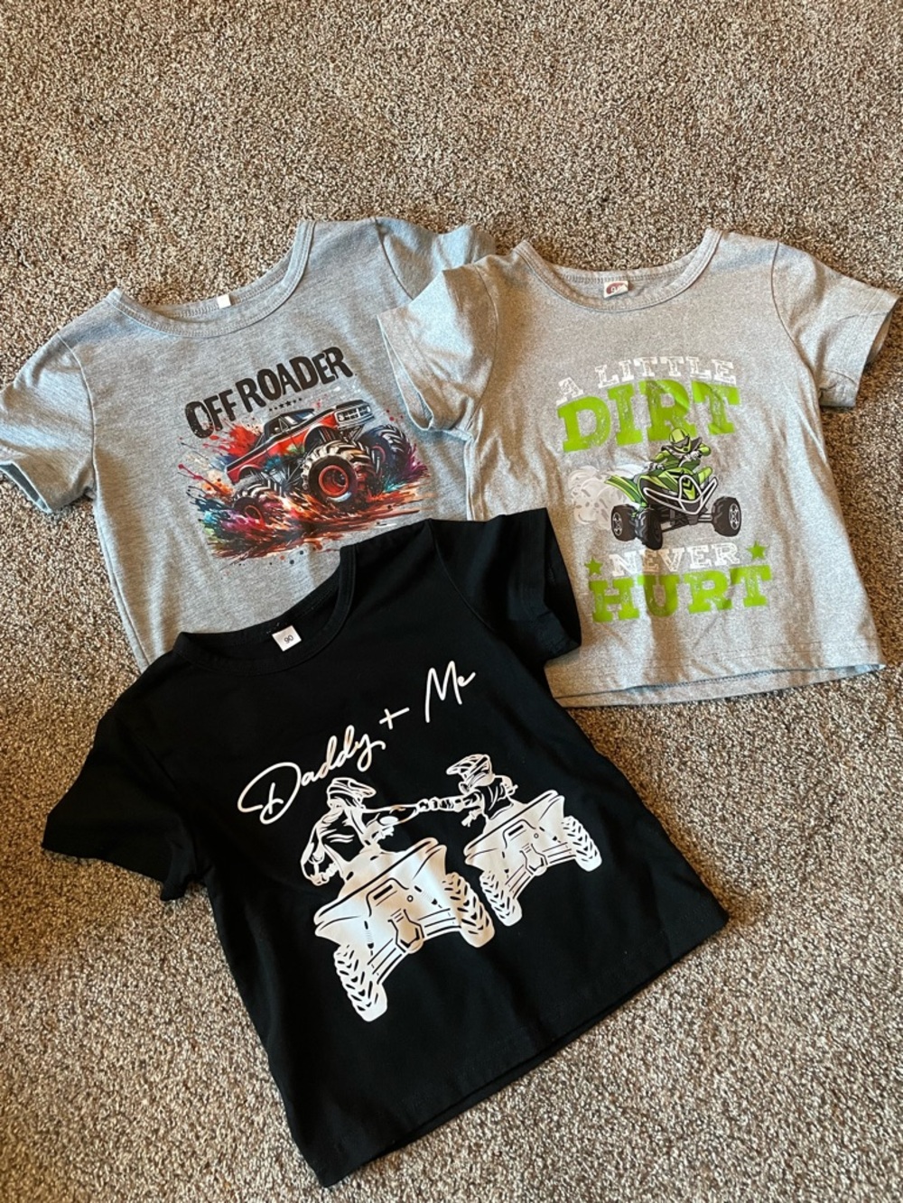 SHEIN Kids 3-Pack Graphic Short Sleeve Tees - Gray, Black, Green Accents